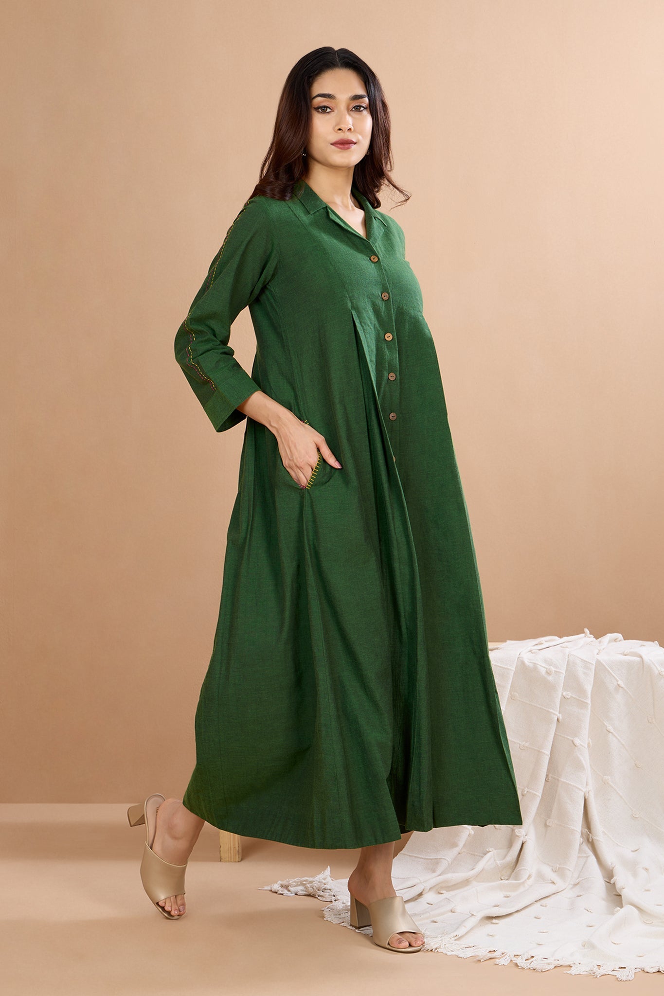 Maati Craft Enchanted Forest Cotton Jumpsuit with Pockets & Collar