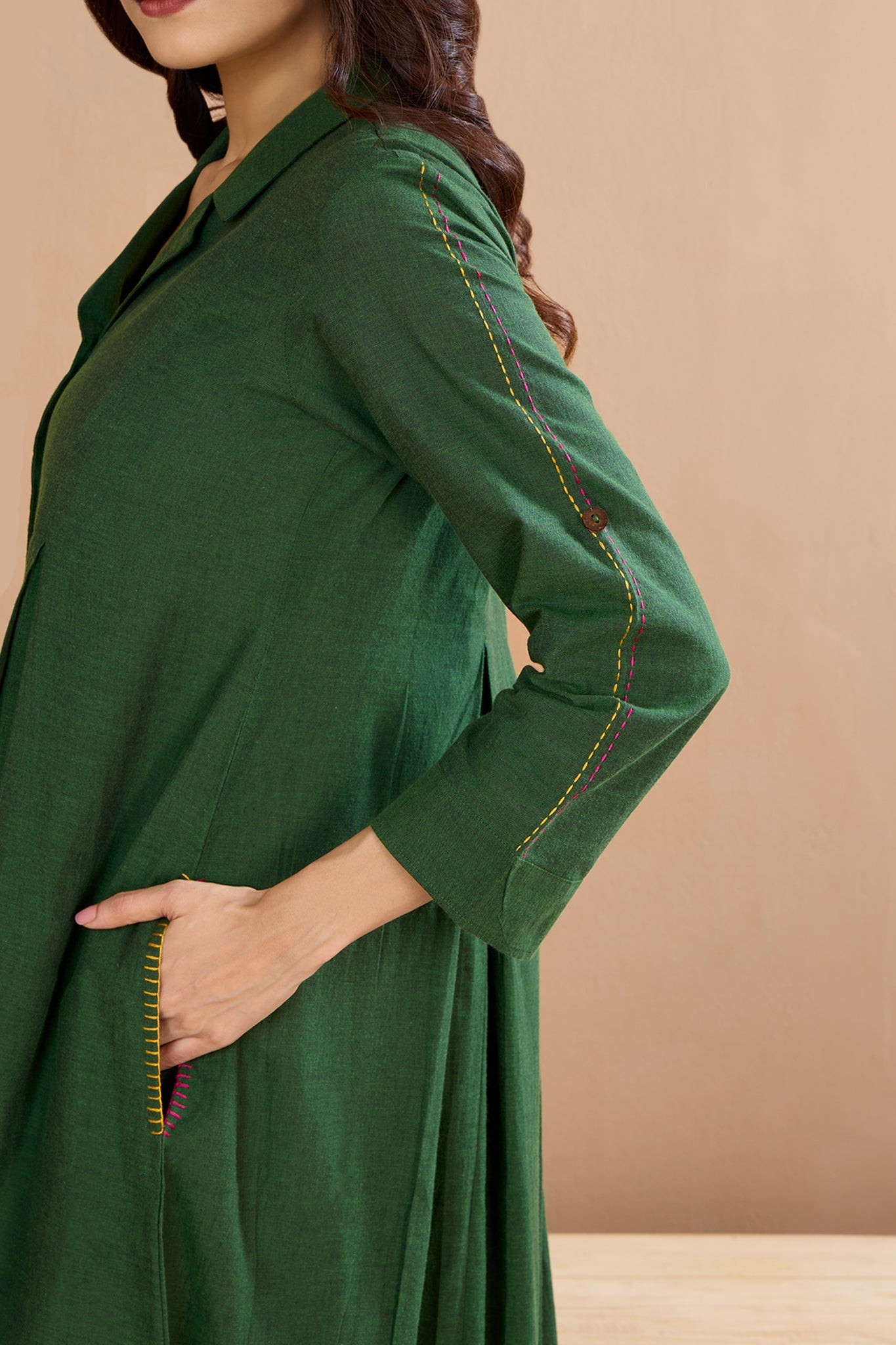 Maati Craft Enchanted Forest Cotton Jumpsuit with Pockets & Collar