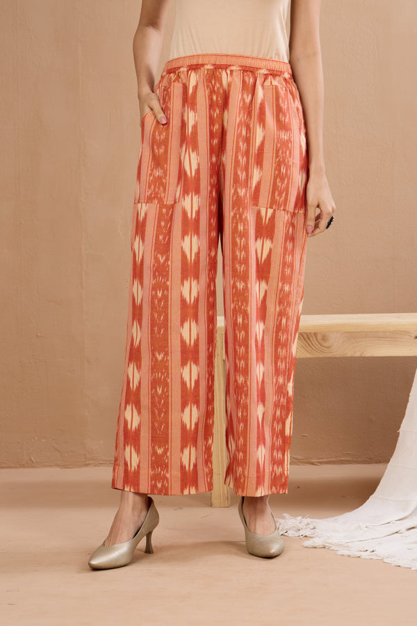 Maati Craft comfort fit pants - orange ikat pants