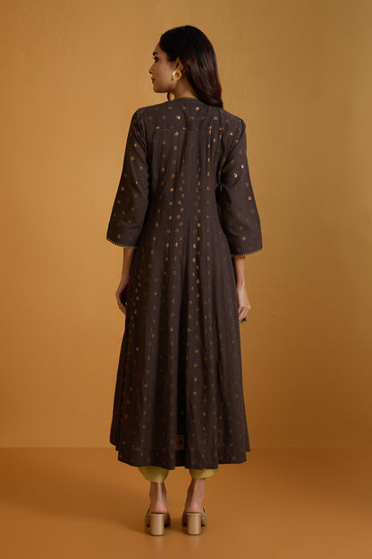 Maati Craft Chestnut Gold Infinity Pintuck Dress