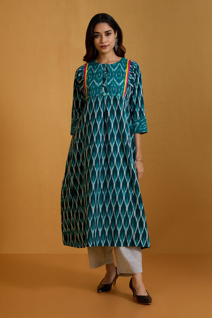 Maati Craft Verdant Roselight A-Line Kalidar Kurta Only
