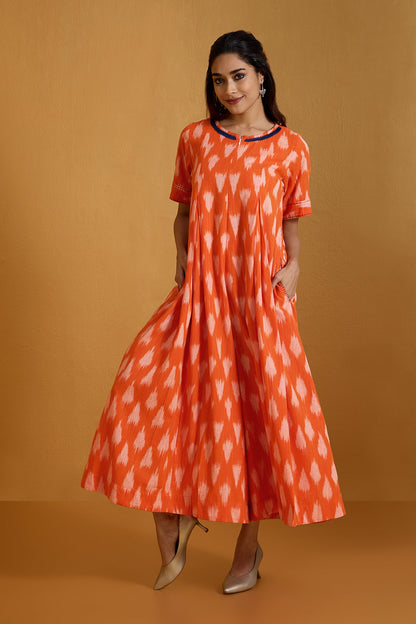 Maati Craft Citrus Burst Streaks Jumpsuit with Pockets & Front Zipper
