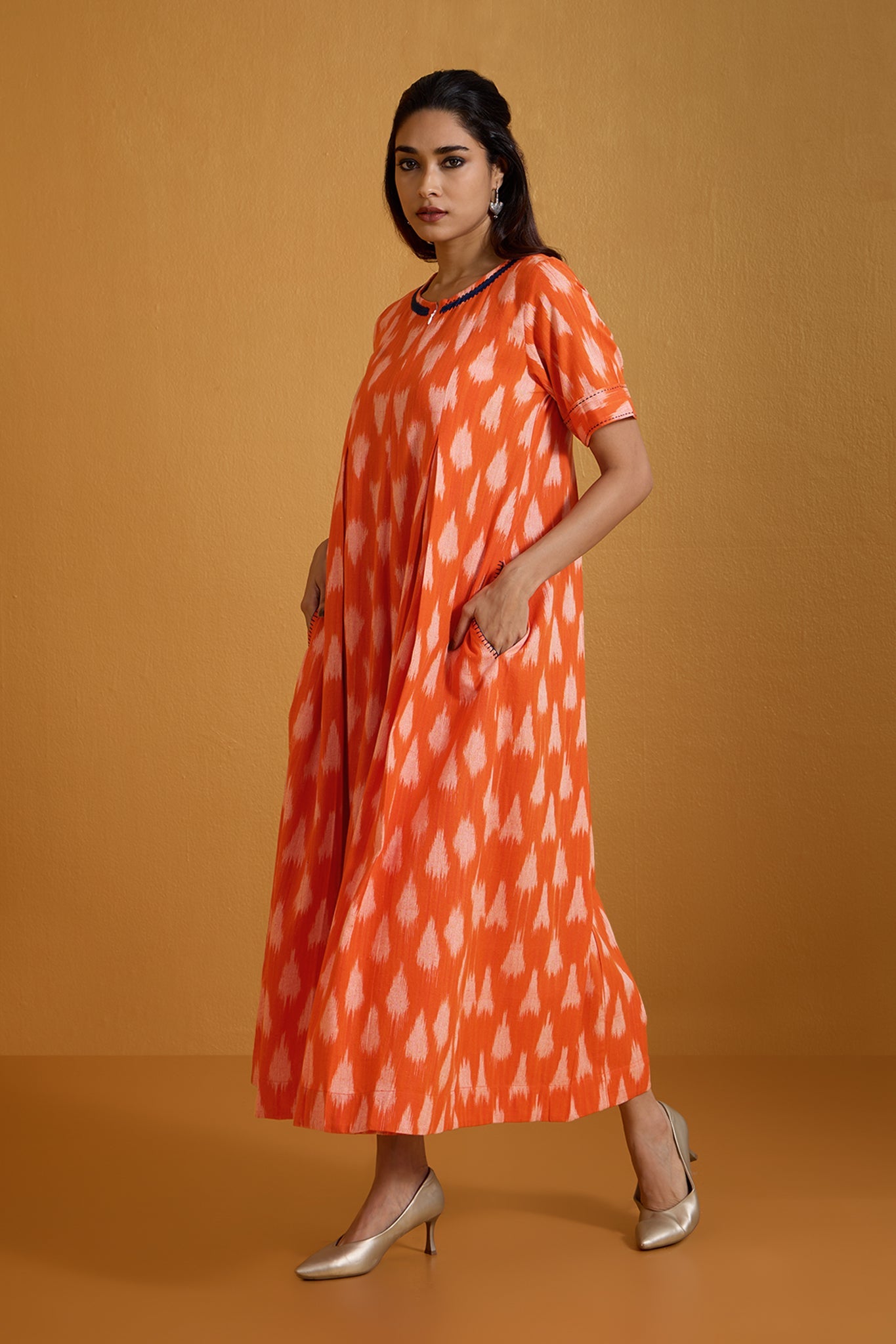 Maati Craft Citrus Burst Streaks Jumpsuit with Pockets & Front Zipper