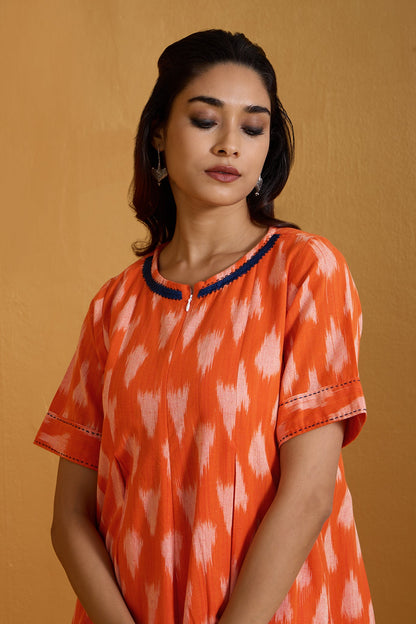 Maati Craft Citrus Burst Streaks Jumpsuit with Pockets & Front Zipper
