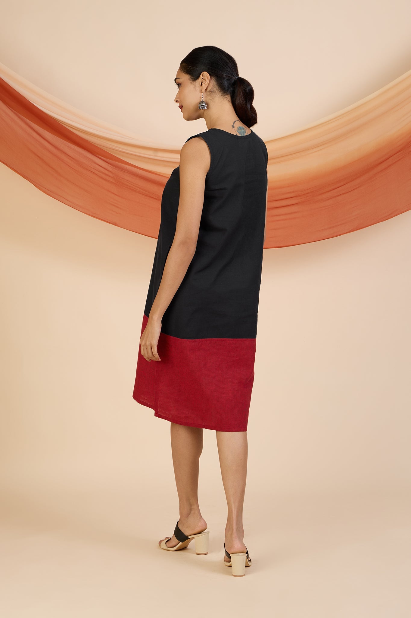 Maati Craft Midnight Ember Sleeveless Shift Dress