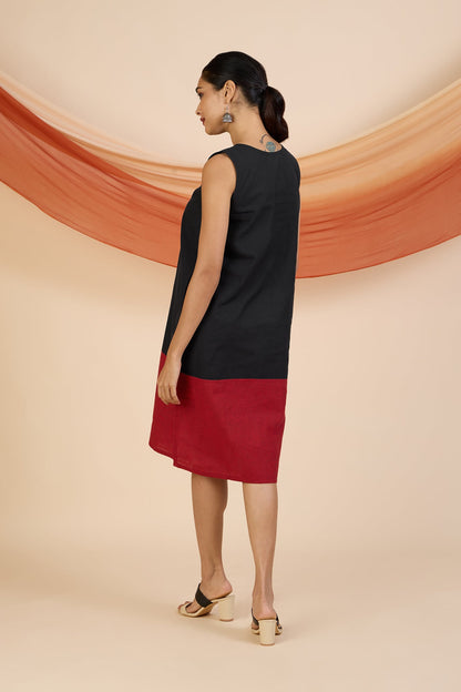 Maati Craft Midnight Ember Sleeveless Shift Dress