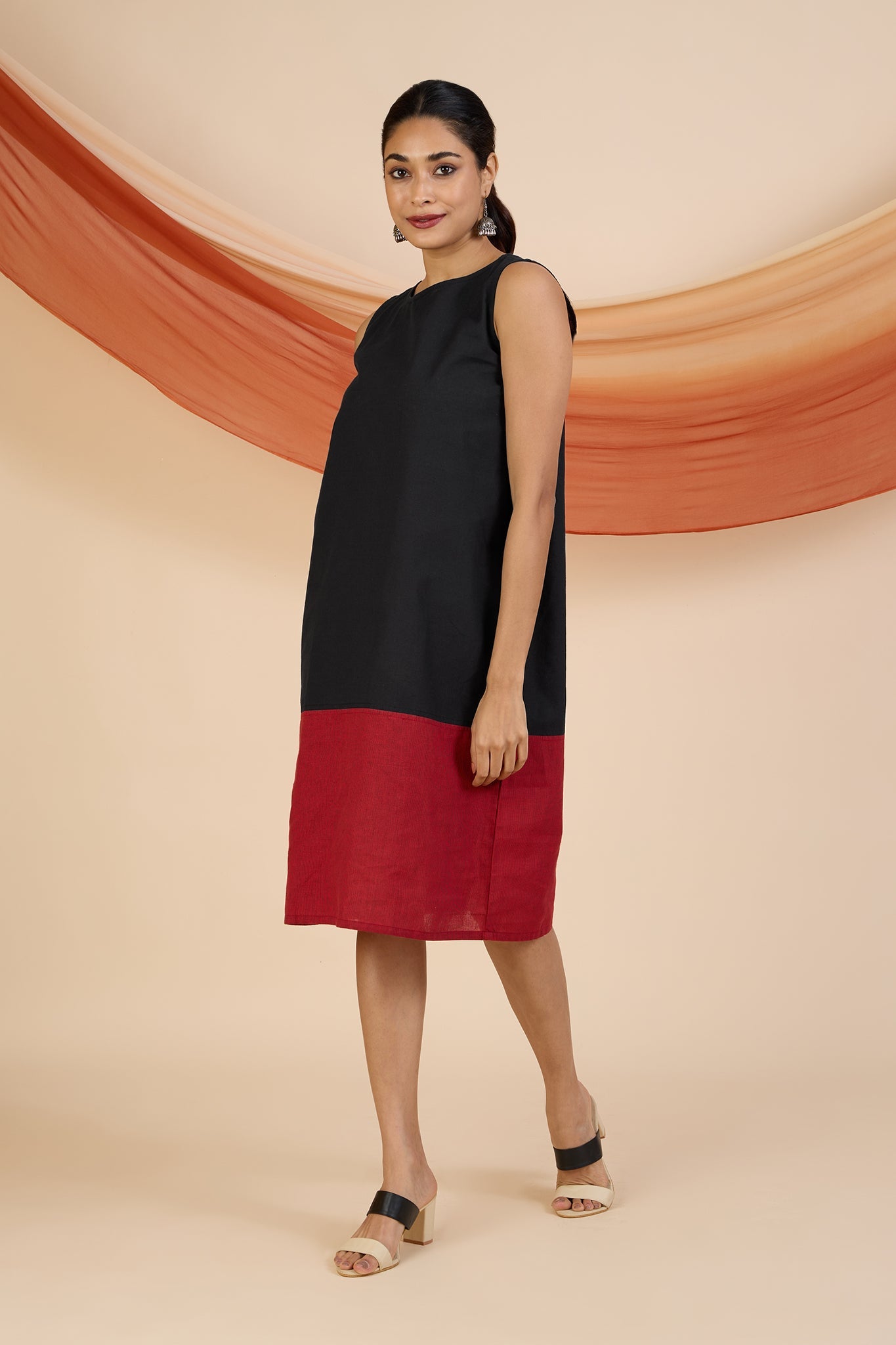 Maati Craft Midnight Ember Sleeveless Shift Dress