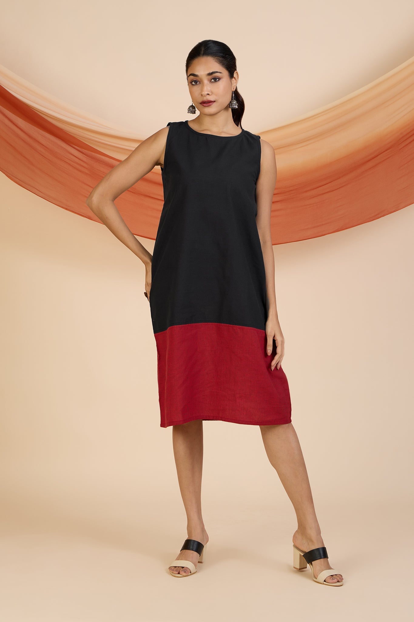 Maati Craft Midnight Ember Sleeveless Shift Dress