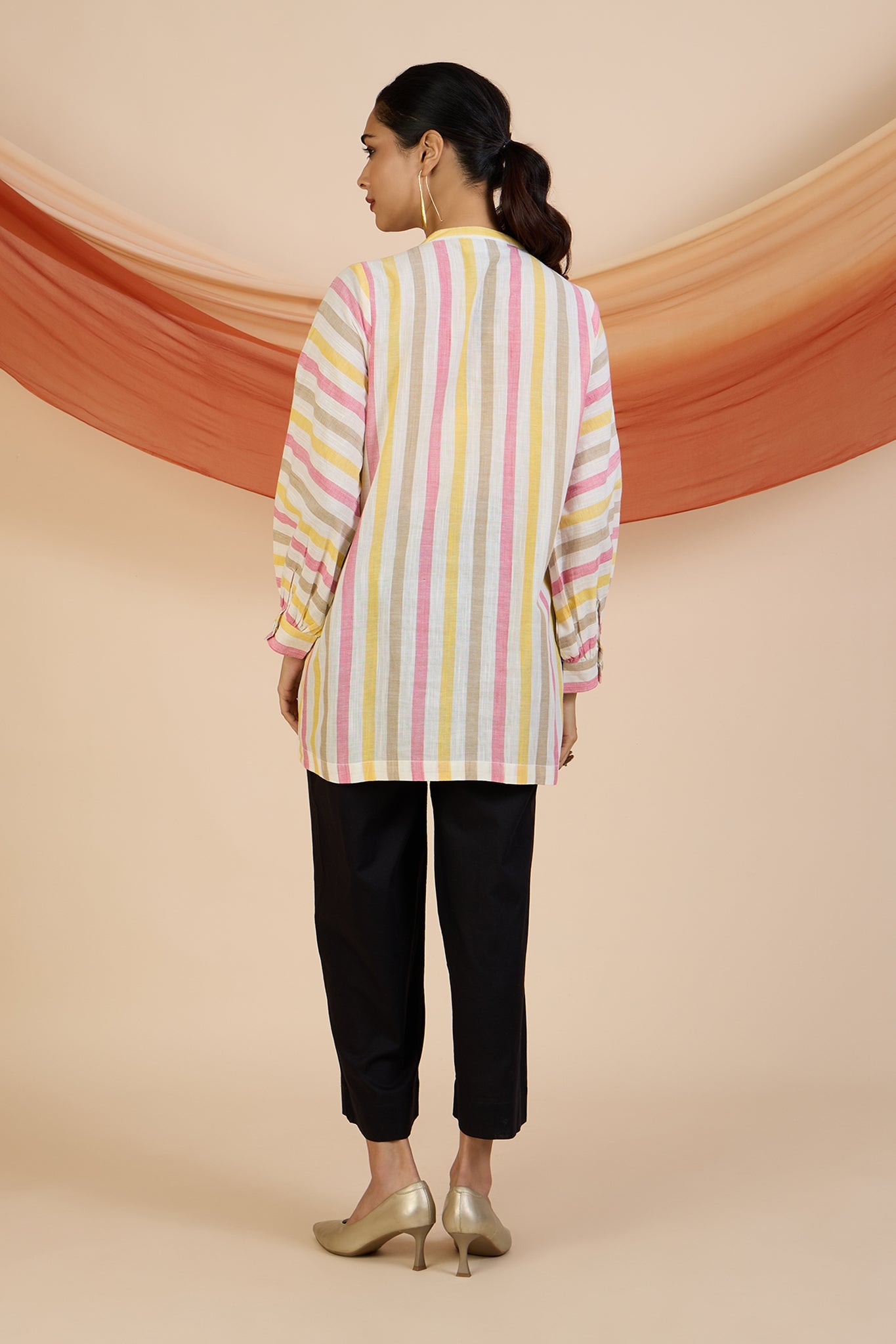 Maati Craft Sunset Sorbet Stripes Gather Tunic