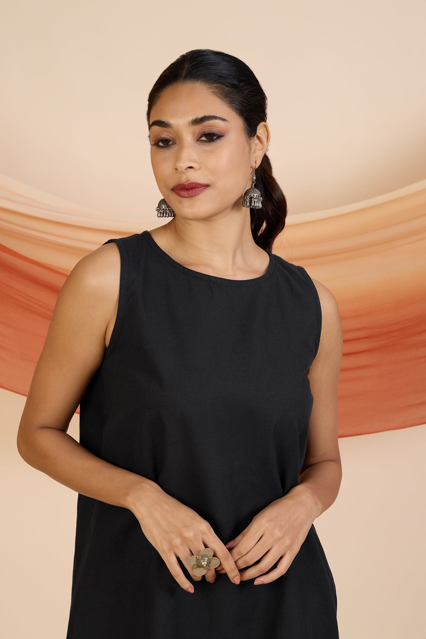 Maati Craft Midnight Ember Sleeveless Shift Dress