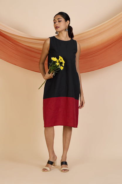 Maati Craft Midnight Ember Sleeveless Shift Dress