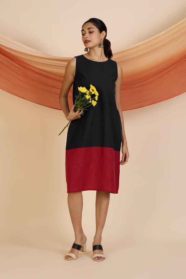 Maati Craft Midnight Ember Sleeveless Shift Dress