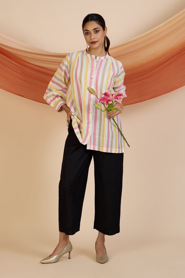 Maati Craft Sunset Sorbet Stripes Gather Tunic