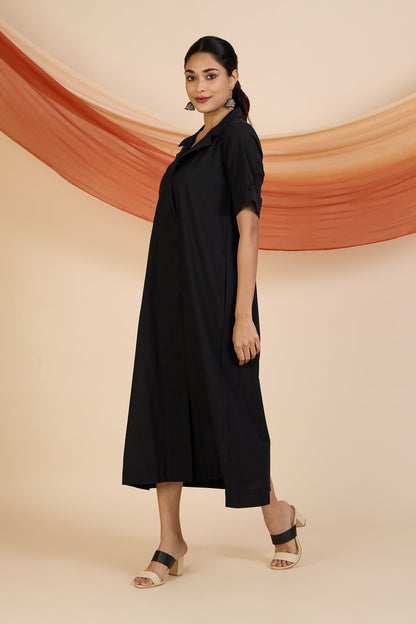 Maati Craft Timeless Noir Midi Blazer Dress