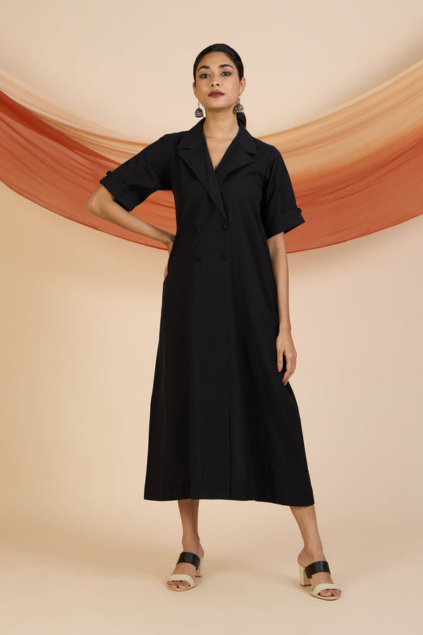 Maati Craft Timeless Noir Midi Blazer Dress