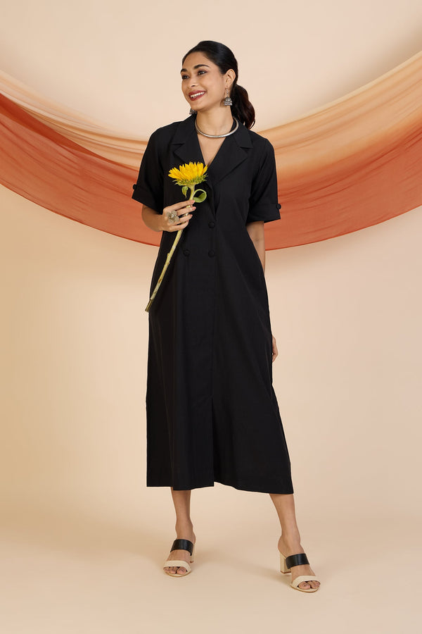 Maati Craft Timeless Noir Midi Blazer Dress