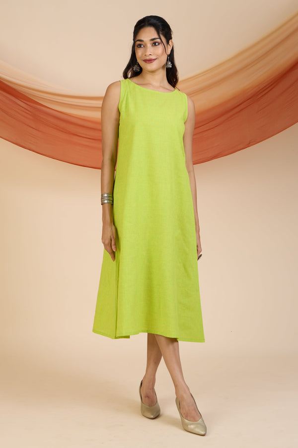 Maati Craft Pop Lime Sleeveless Dress