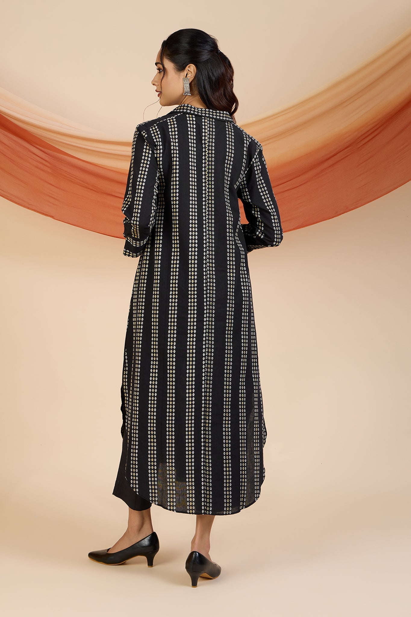 Maati Craft Monochrome Horizon Long Shirt Dress