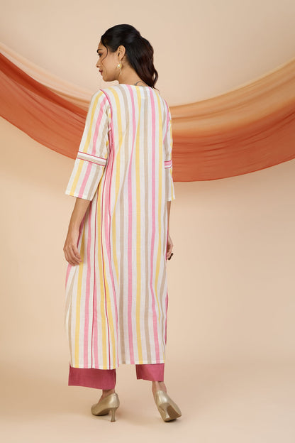 Maati Craft Sunbeam Stripes Kalidar Choga Kurta