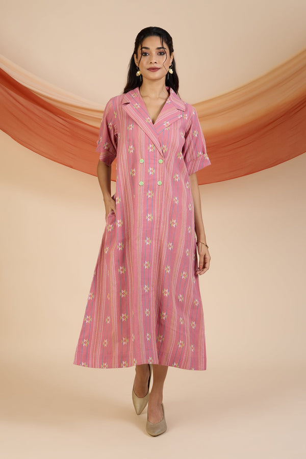 Maati Craft Rosy Blush Midi Blazer Dress
