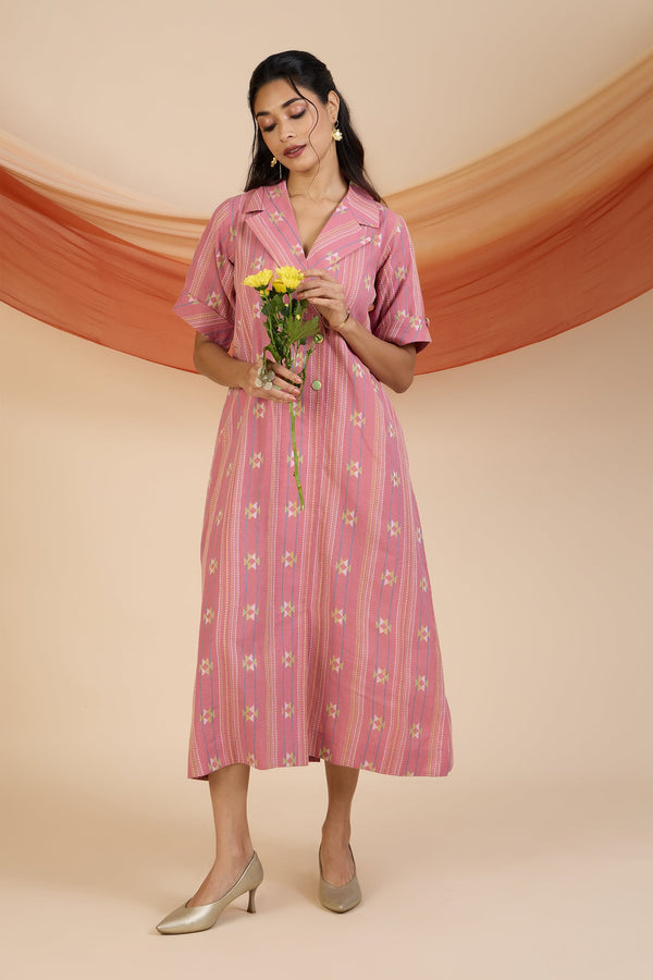 Maati Craft Rosy Blush Midi Blazer Dress