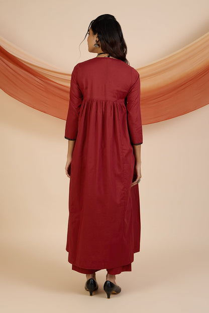 Maati Craft Rust & Noir Reverie V-Neck Gather Anarkali