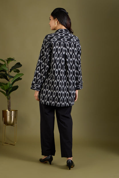 Maati Craft Smoke & Charcoal High Low Hem Cotton Shirt