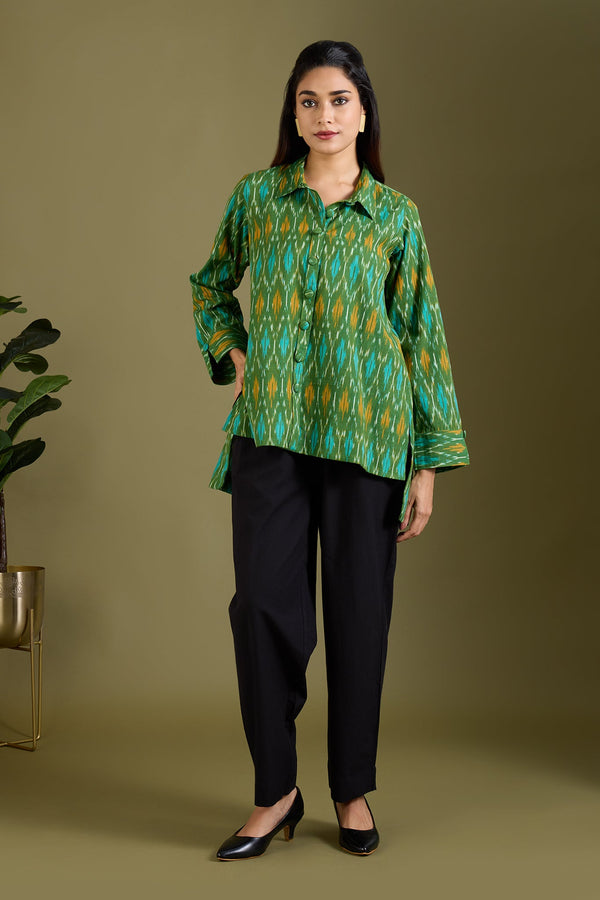 Maati Craft Wildflower Speckle High Low Hem Cotton Shirt