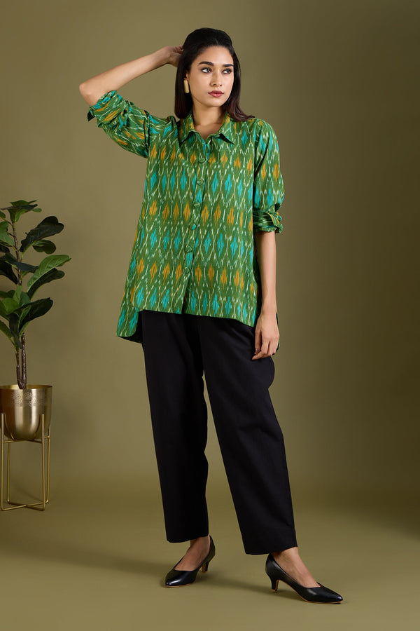 Maati Craft Wildflower Speckle High Low Hem Cotton Shirt