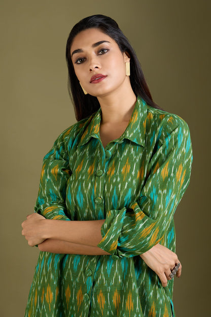 Maati Craft Wildflower Speckle High Low Hem Cotton Shirt