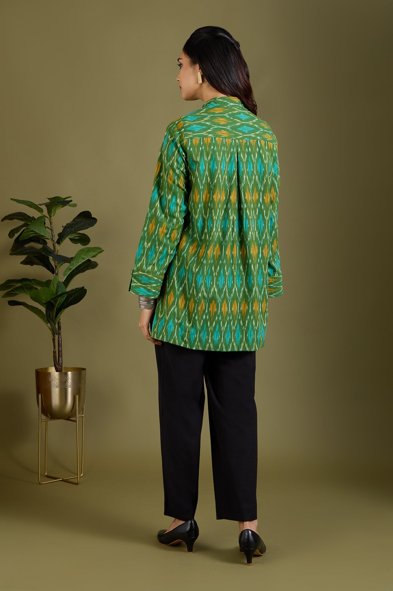 Maati Craft Wildflower Speckle High Low Hem Cotton Shirt