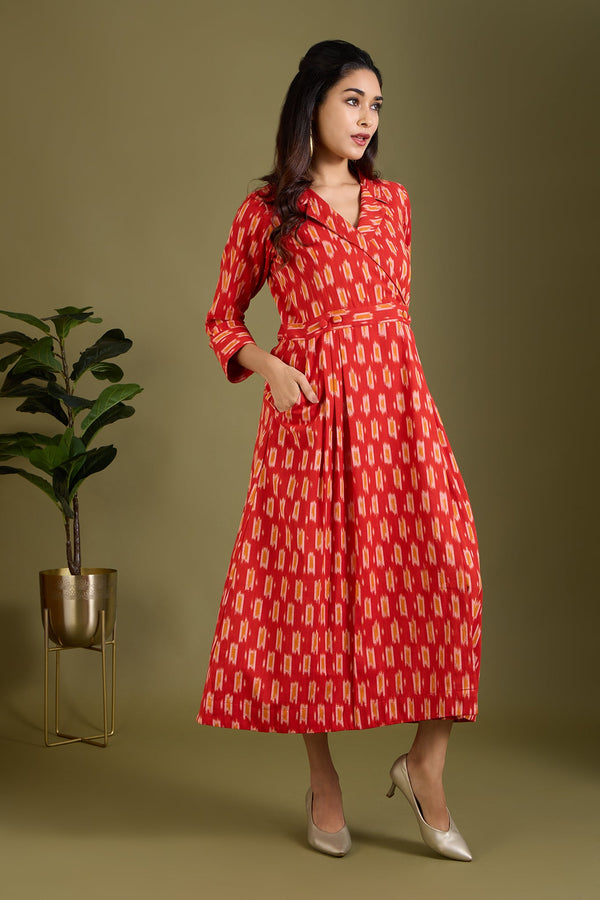 Maati Craft Fiery Sunlit Trails Long Trench Dress