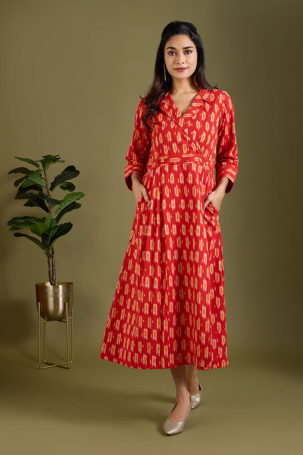 Maati Craft Fiery Sunlit Trails Long Trench Dress