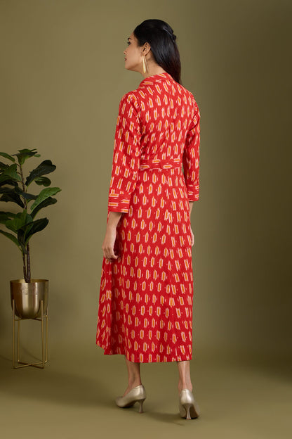Maati Craft Fiery Sunlit Trails Long Trench Dress