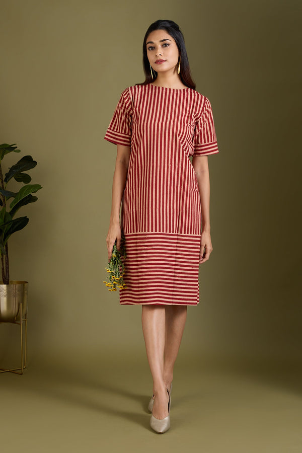 Maati Craft Sienna Streaks Shift Dress with Sleeves