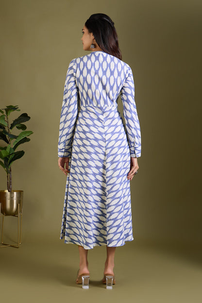 Maati Craft Icy Whisper Flecks Flared Panel Midi Dress
