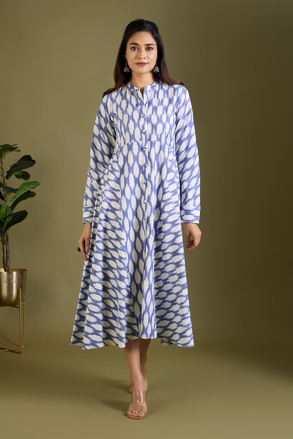Maati Craft Icy Whisper Flecks Flared Panel Midi Dress