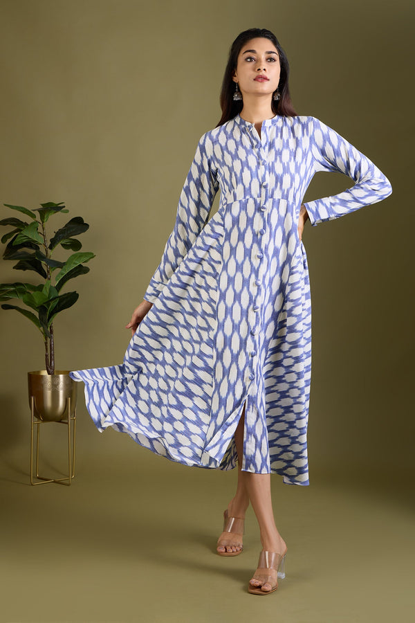 Maati Craft Icy Whisper Flecks Flared Panel Midi Dress