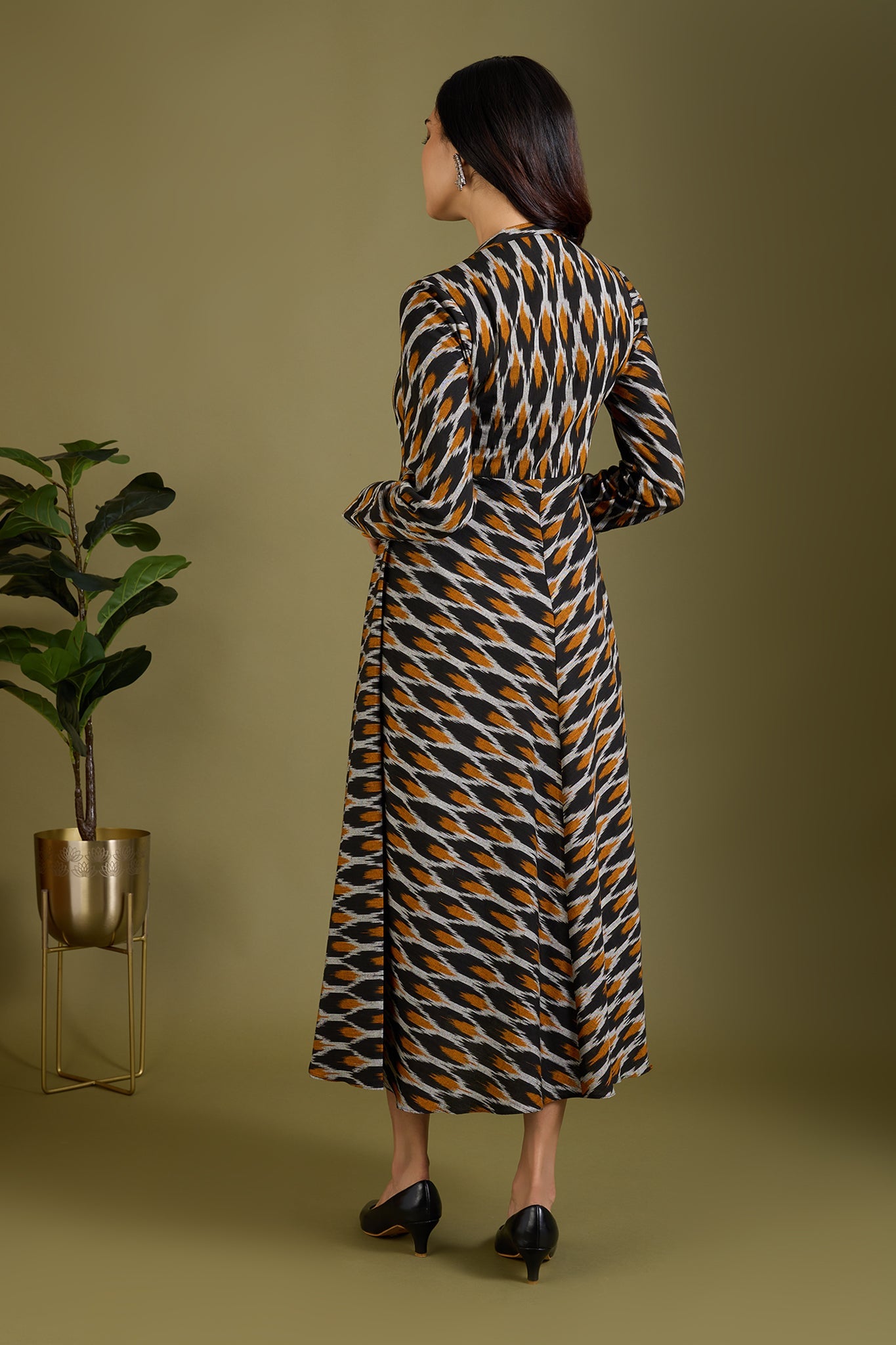 Maati Craft Gilded Nightfall Specks Flared Panel Midi Dress