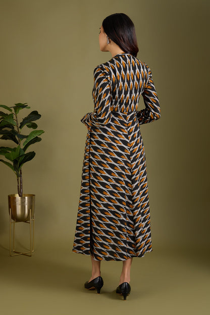 Maati Craft Gilded Nightfall Specks Flared Panel Midi Dress