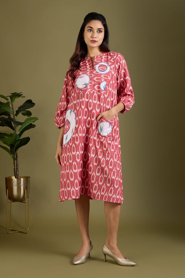 Maati Craft Rosewater Veil Dress with Patch Pocket