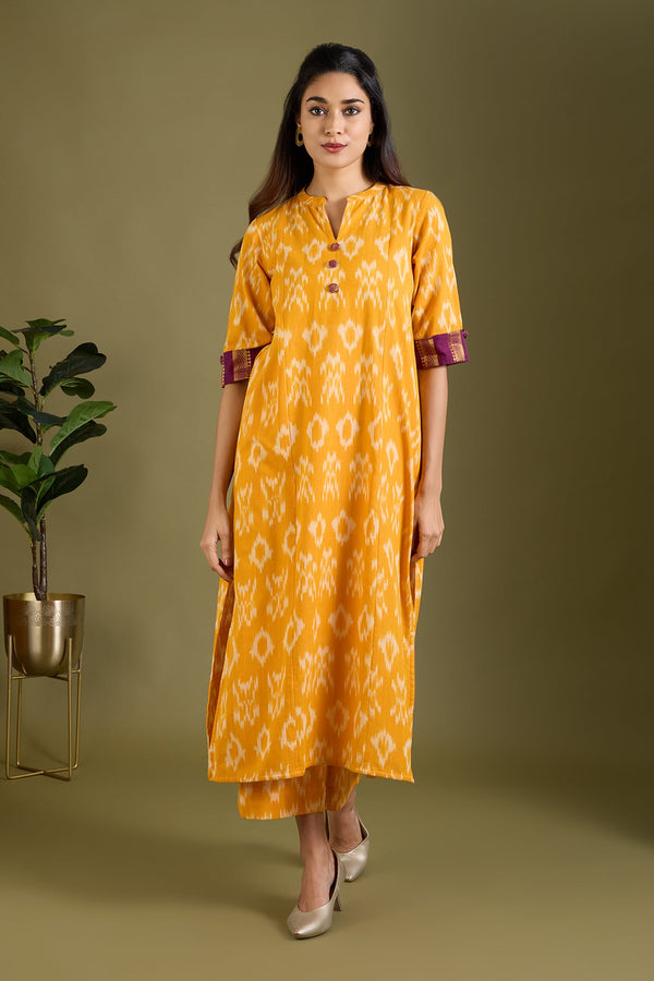 Maati Craft Co-ord Set Gilded Marigold Radiance Long Panel Kurta (Set of 2)