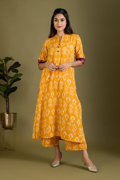 Maati Craft Co-ord Set Gilded Marigold Radiance Long Panel Kurta (Set of 2)