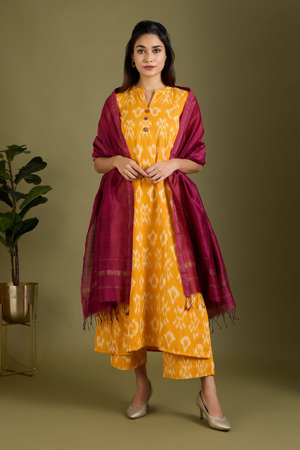 Maati Craft Co-ord Set Gilded Marigold Radiance Long Panel Kurta (Set of 2)