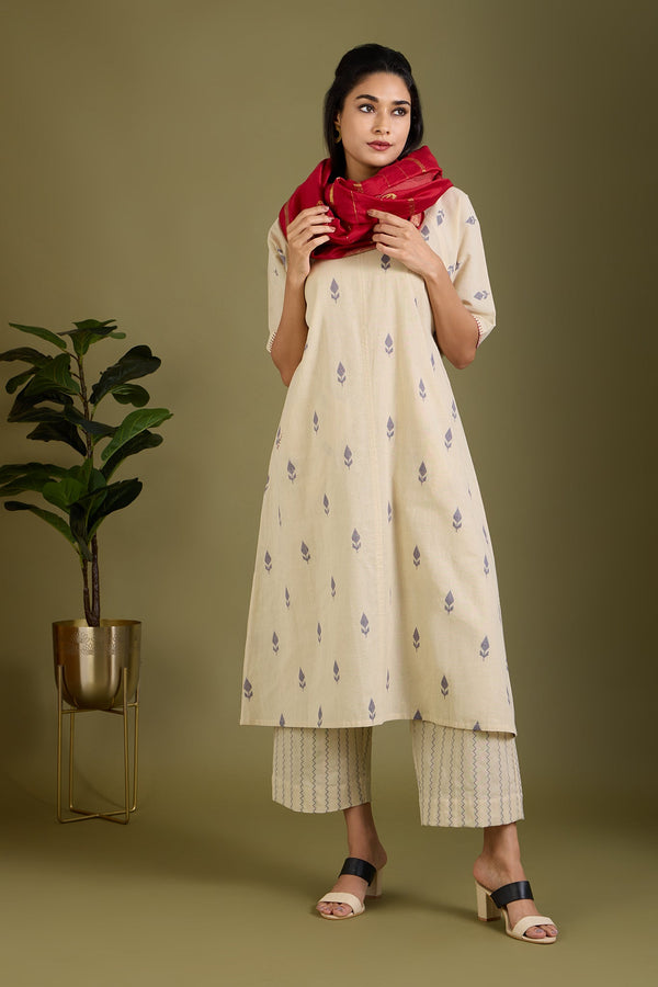 Maati Craft Co-ord set Sandstone Leaves drop shoulder tunic & pants (set of 2)