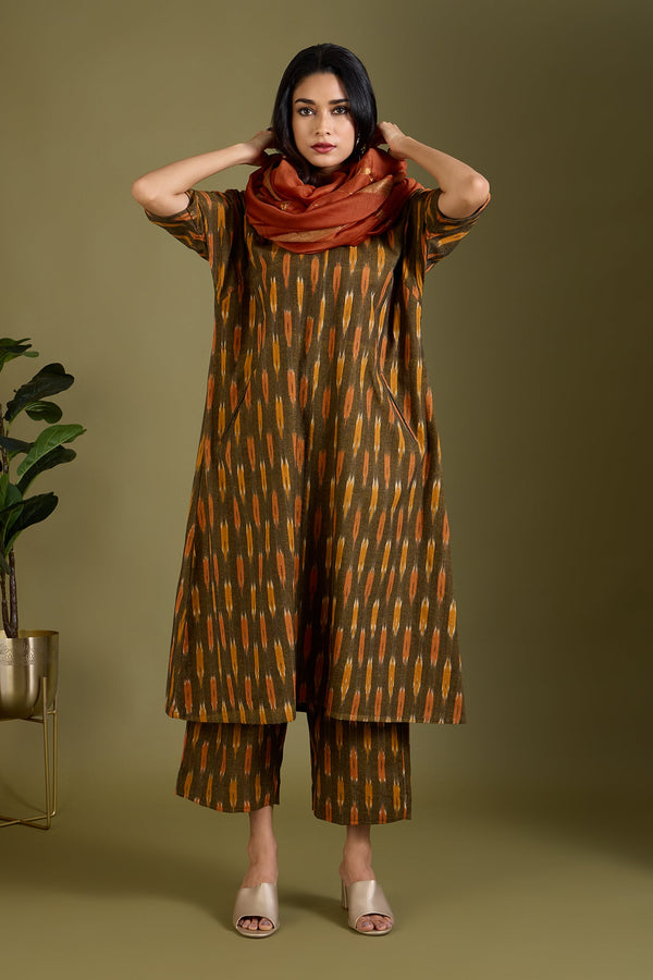 Maati Craft Co-ord set Cinder Glow drop shoulder tunic & pants (Set of 2)