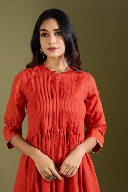 Maati Craft Saffron Lined Glow Infinity Pntuck Dress
