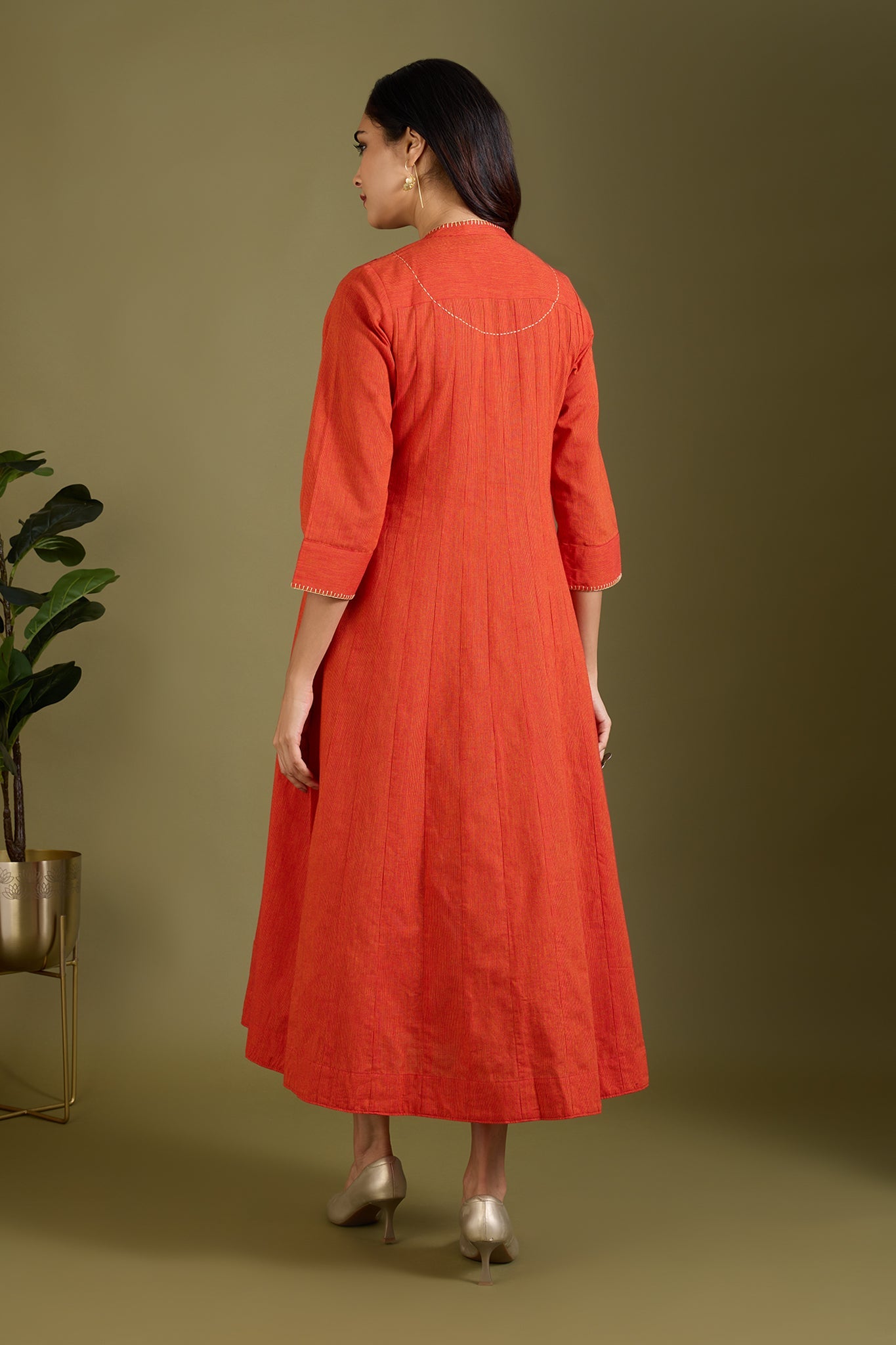 Maati Craft Saffron Lined Glow Infinity Pntuck Dress