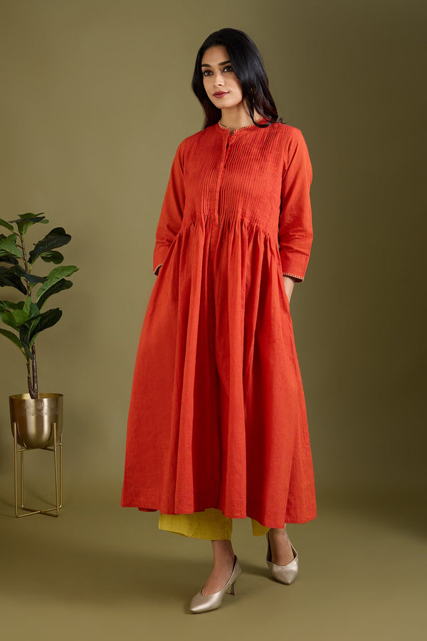 Maati Craft Saffron Lined Glow Infinity Pntuck Dress