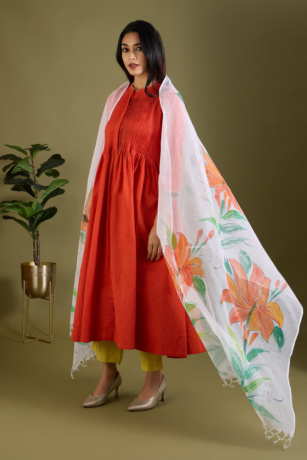 Maati Craft Saffron Lined Glow Infinity Pntuck Dress